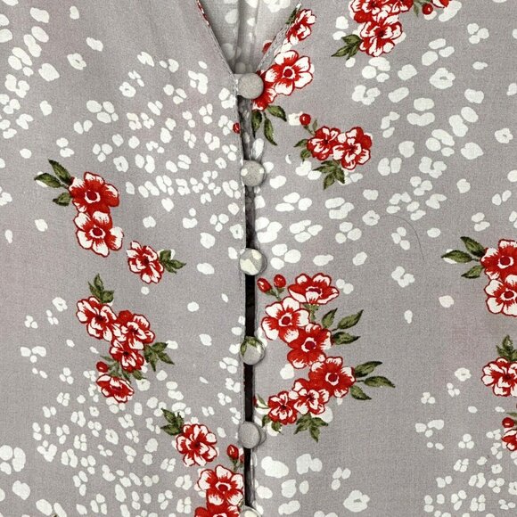 Torrid Womens Blouse Harper Challis Leopard Floral Print Gray Red Size 4 - Picture 4 of 10